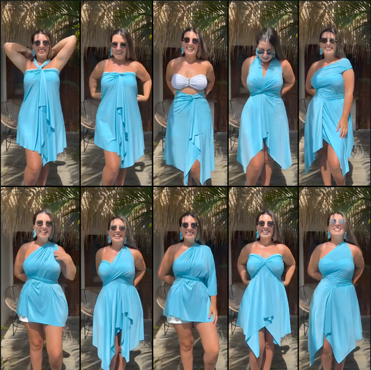 Short 11-in-1 Convertible Dress | Multi-Way Wrap | Casual to Chic | Travel-Friendly | Beach to Brunch |